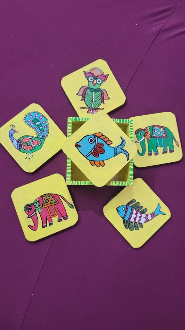 hand painted tea coaster with holder