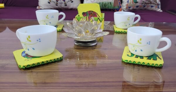 hand painted tea coaster with holder - Image 6