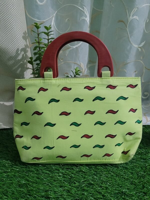 hand painted cotton clutch bag with madhubani motifs - Image 3