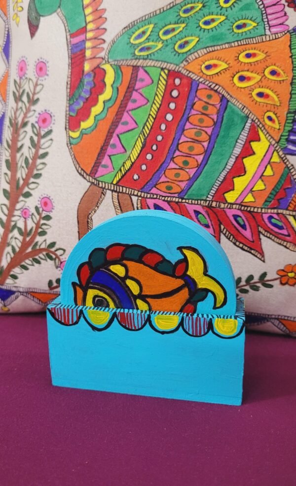 Hand painted tea coaster set with madhubani art - Image 2