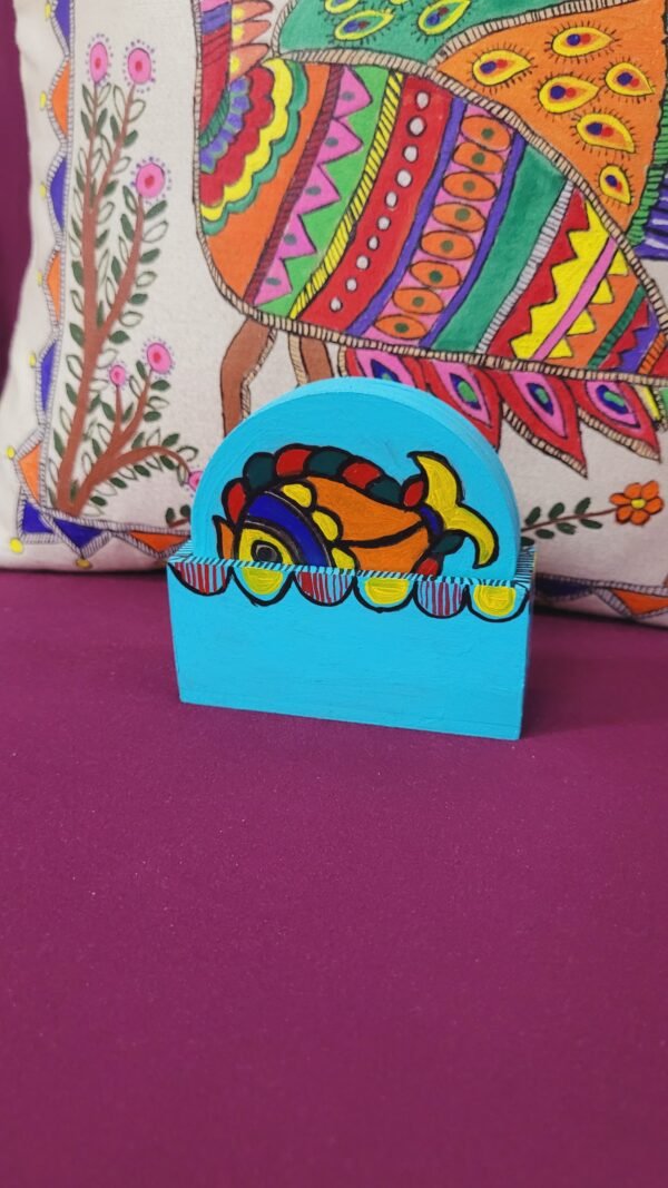 Hand painted tea coaster set with madhubani art - Image 5