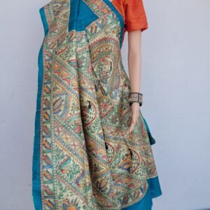 Hand painted tussar gheecha silk saree