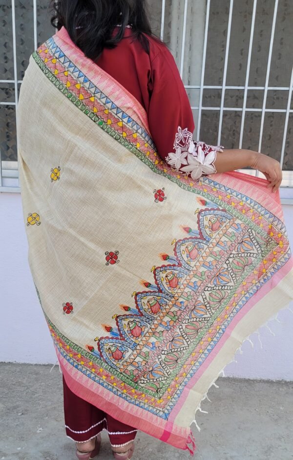 Hand painted khadi cotton dupatta