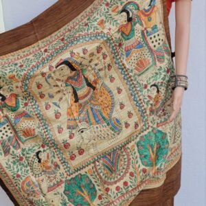 Durga Stuti- hand painted tussar gheecha silk saree