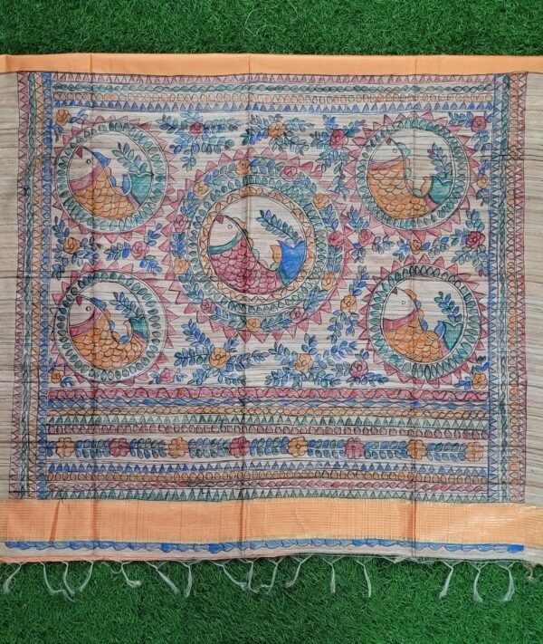 Madhubani Magic Cotton Silk Saree - Image 3