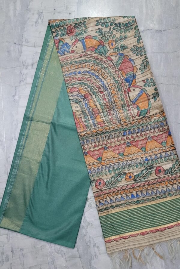 (CHITRAKARI) A hand painted cotton silk saree - Image 2