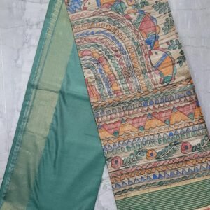 (CHITRAKARI) A hand painted cotton silk saree