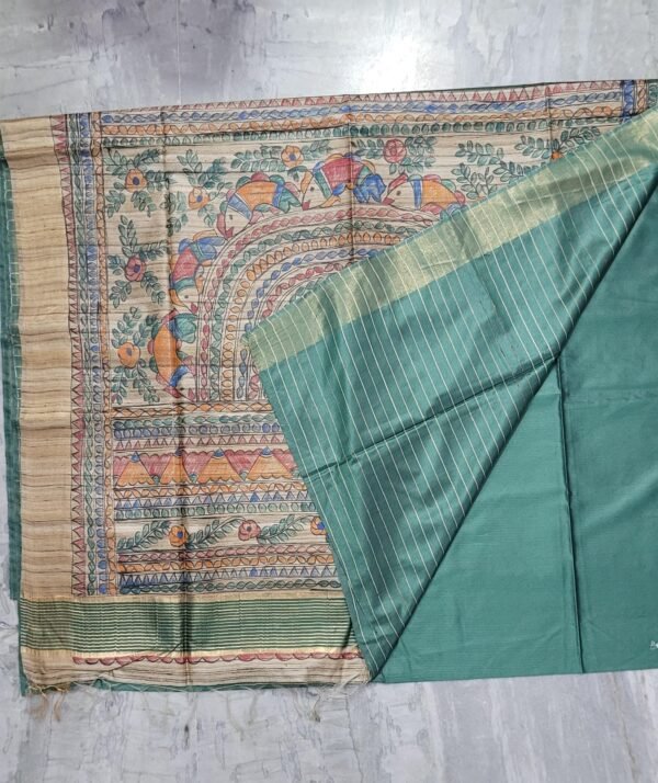 (CHITRAKARI) A hand painted cotton silk saree - Image 3