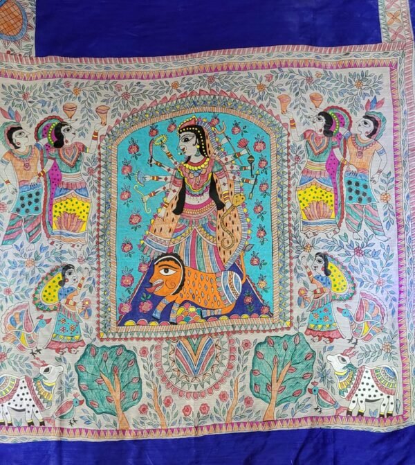 CHITRAKATHA:- Hand painted Munga Tussar Silk Saree