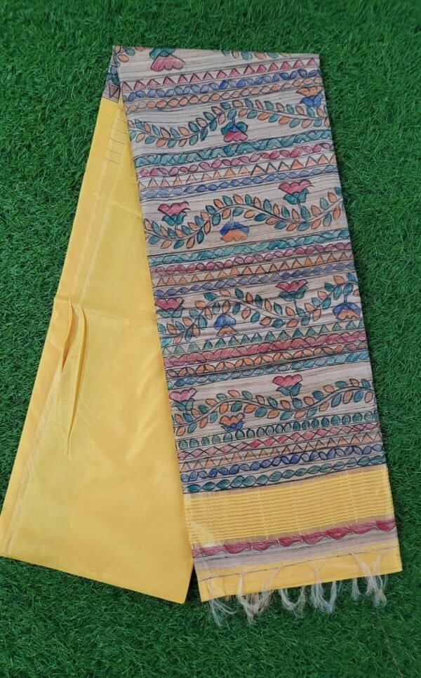 SWARNA SINDOOR:- MADHUBANI HAND PAINTED COTTON SILK SAREE