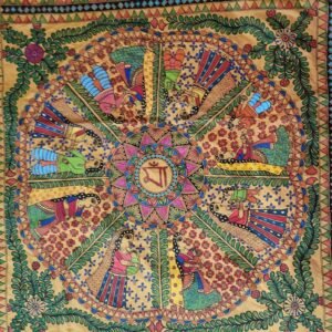 Vatsalya (mother's love) hand painted Mulberry silk golden yellow saree