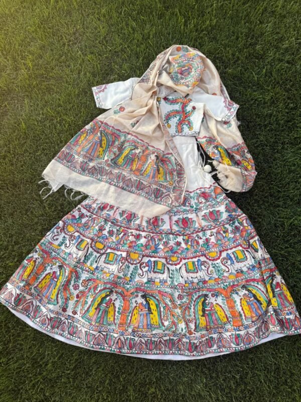"Vaidehi" mulberry silk hand painted lahnga - Image 4