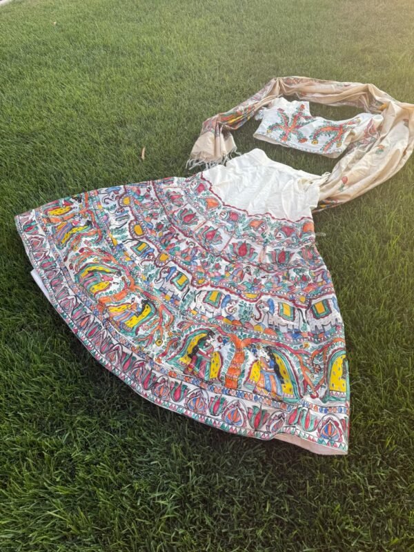 "Vaidehi" mulberry silk hand painted lahnga - Image 6