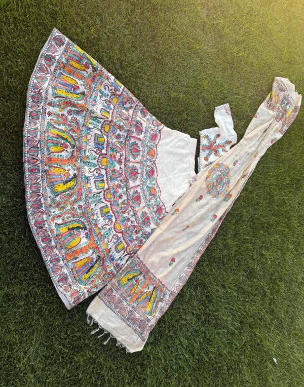 "Vaidehi" mulberry silk hand painted lahnga - Image 8